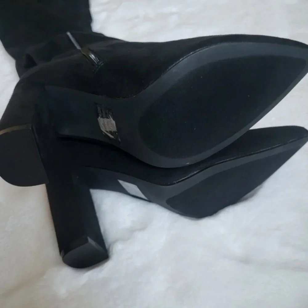 NWT New York & Company Faux Suede Tall Heeled Monia Boot - Picture 7 of 13